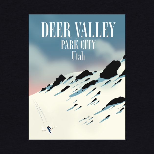 Deer Valley, park city, Utah, ski poster by nickemporium1